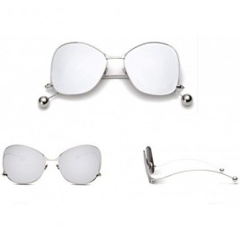 Aviator Round Sunglasses for Women Metal Aviator Glasses Nonpolarized UV Protection MLS8807 - Silver - CP18TUG390U $7.70