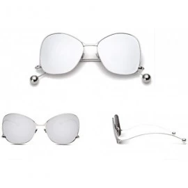 Aviator Round Sunglasses for Women Metal Aviator Glasses Nonpolarized UV Protection MLS8807 - Silver - CP18TUG390U $7.70