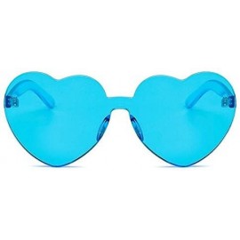 Square Fashion Rimless One Piece Clear Lens Color Candy Sunglasses - 3 Pack Heart- Combination - C718M5TOLCX $12.73