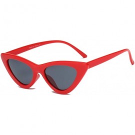 Cat Eye Women Retro Vintage High Pointed UV Protection Cat Eye Fashion Sunglasses - Smoke/Red - CQ18IZKTAMW $9.33