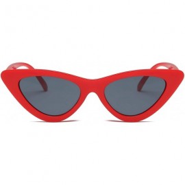 Cat Eye Women Retro Vintage High Pointed UV Protection Cat Eye Fashion Sunglasses - Smoke/Red - CQ18IZKTAMW $9.33