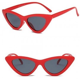 Cat Eye Women Retro Vintage High Pointed UV Protection Cat Eye Fashion Sunglasses - Smoke/Red - CQ18IZKTAMW $9.33