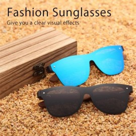 Sport Wooden Sunglasses Polarized For Men Women One Piece Mirrored Rimless Eyewear UV400 For Driving Sport Travel - C018XRGMS...