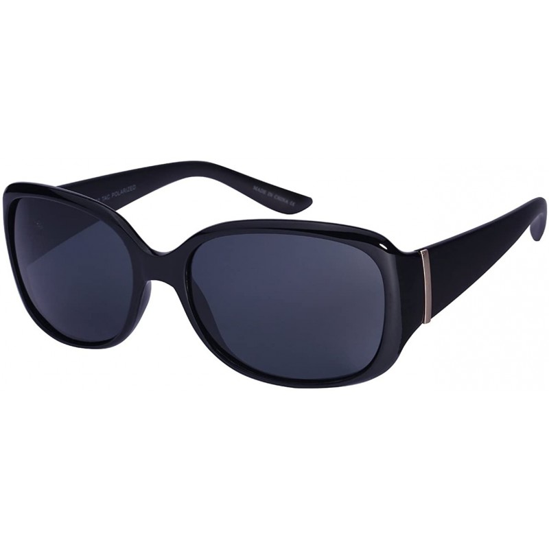 Oval Chic Two Toned Sunnies w/Polarized Lens 32062TT-P - Black - C7185KMOW6Q $13.54