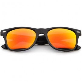 Wayfarer Retro 80's Classic Colored Mirror Lens Square Horn Rimmed Sunglasses for Men Women - Matte / Orange - CJ12JBQLC2F $1...