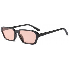 Square Vintage Rectangle Sunglasses Small Frame Women Square Fashion Eyewear - Black - CG18DULC8Q9 $11.61