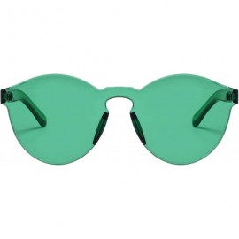 Round Rimless Tinted Sunglasses Transparent Candy Color Glasses - Green - C618Q6NEAGK $15.86