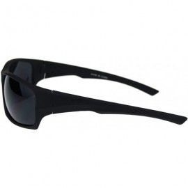 Sport Mens Classic Narrow Rectangle Warp Sport Thick Temple Plastic Sunglasses - Matte Black Black - CM18QS0TY8K $9.71