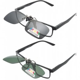 Oversized Metal Frame Rim Polarized Lens Clip On Unisex Sunglasses for Outdoor Walking Driving Fishing Cycling - 2pcs Mix - C...