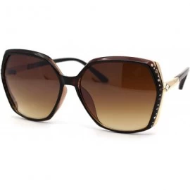 Butterfly Womens Rhinestone Jewel Trim Rectangular Butterfly Sunglasses - All Brown - CG193MSS6S6 $13.35