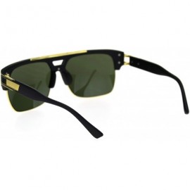 Rectangular Mens Flat Top Mobster Mafia Half Rim OG Sunglasses - Matte Black Green - CN18SQDCE7S $10.83