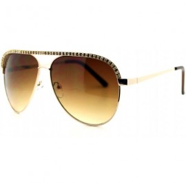 Aviator Rhinestone Top Aviator Sunglasses Womens Fashion Eyewear UV 400 - Gold - CT188ZA3XCY $9.93