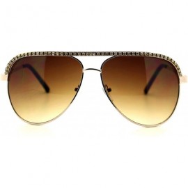 Aviator Rhinestone Top Aviator Sunglasses Womens Fashion Eyewear UV 400 - Gold - CT188ZA3XCY $9.93