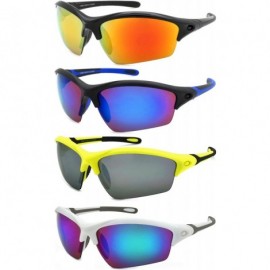 Rimless Men's Half Rim Sports Sunglasses with Color Mirrored Lens 570060/REV - Matte Yellow - CF1271CS945 $12.20