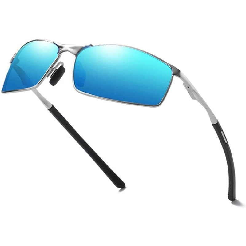 Square designe rcustom polarized sunglasses fashion - Silver&blue-0.5 - C918NHLQYKC $24.55