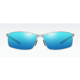 Square designe rcustom polarized sunglasses fashion - Silver&blue-0.5 - C918NHLQYKC $24.55