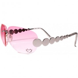 Oval Classic Vintage Retro Style 80s Party Oval Rimless Sunglasses - Pink - CO18W79K9O9 $16.02