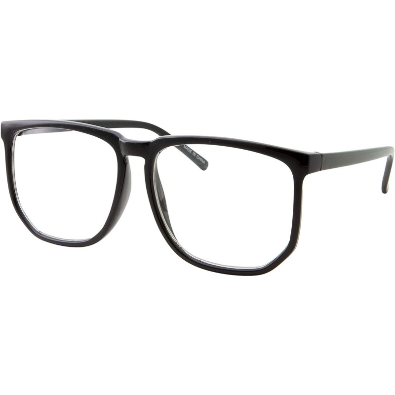 Round Non-prescription Glasses Frame Clear Lens Eyeglasses - Casual Fashion - Large - Black - CJ18RGGX0NZ $10.45