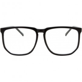 Round Non-prescription Glasses Frame Clear Lens Eyeglasses - Casual Fashion - Large - Black - CJ18RGGX0NZ $10.45