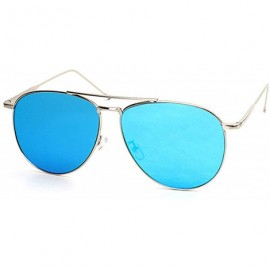 Aviator RAKOSTA 97025 Premium Oversized Flat Aviator Tint Mirrored Sunglass Womens Mens - Silver/Blue - C91954KKE09 $16.57