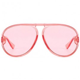 Oval Unisex Oversized Oval Plastic Lenses Fashion Sunglasses UV400 - Pink - CX18NNKGZS0 $11.67