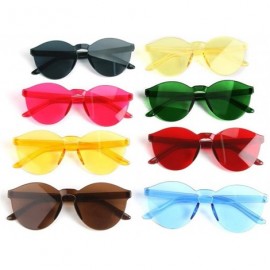 Rimless Women Vintage Rimless Candy Jelly Color Transparent Sunglasses Frameless Glasses - Red - C3196WLG79U $10.52