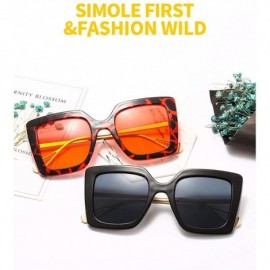 Square Oversize Square Sunglasses For Women Chic Frame Sun Glasses Female Luxury Brand Print Eyewear Black Clear Shades - CN1...