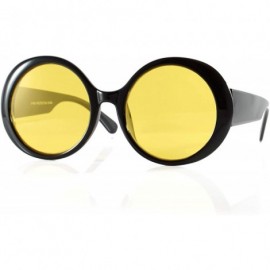 Oversized Retro Round Mod Look Bold Thick Frame Color Tinted Sunglasses A262 - (Tinted) Yellow - CJ18OYY6KKQ $12.34