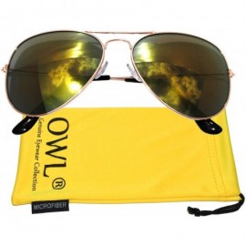 Aviator Classic Aviator Full Mirror Lens Sunglasses Metal Frame - Yellow_ - CT11M7I49ZH $10.74