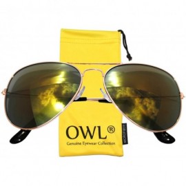 Aviator Classic Aviator Full Mirror Lens Sunglasses Metal Frame - Yellow_ - CT11M7I49ZH $10.74