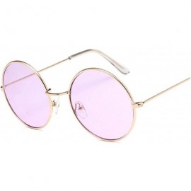 Round Small Round Sunglasses Women Famous Vintage Sun Glasses Female Retro Personality Metal Eyewear Style - Goldpurple - CR1...