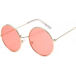 Round Small Round Sunglasses Women Famous Vintage Sun Glasses Female Retro Personality Metal Eyewear Style - Goldpurple - CR1...