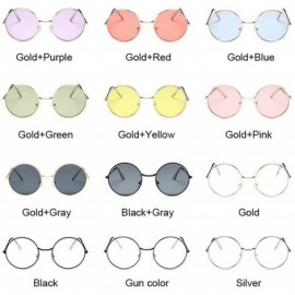 Round Small Round Sunglasses Women Famous Vintage Sun Glasses Female Retro Personality Metal Eyewear Style - Goldpurple - CR1...