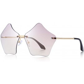 Aviator DESIGN Women Rimless Sunglasses Gradient Lens UV400 Protection S6173 C08 Brown - C07 Clear - CN18YKUIM0W $13.84