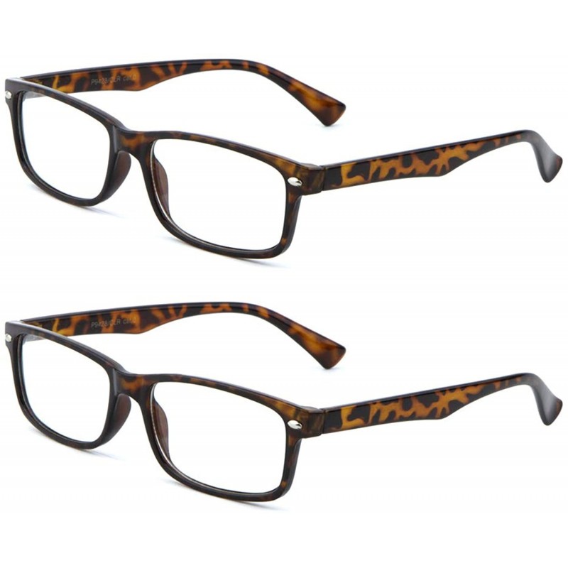 Aviator Thin Frame Nerd Glasses Clear Lens UV Protection (Tortoise (2 pack) - Clear) - CJ12O4YUW7N $11.64