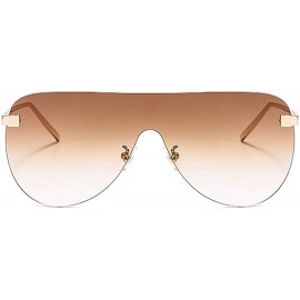 Rimless Rimless Mirrored Lens One Piece Sunglasses UV400 Protection for Women Men - Brown - C0198SE6DIC $11.64