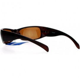 Rectangular Polarized Anti-Glare Mens Narrow Rectangular Warp Biker Sunglasses - Brown - C112GOHHT5D $10.26