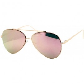 Aviator Pink Mirror Flat Lens Sunglasses Gold Metal Aviator Frame Womens Fashion - CS12MXM0Q85 $11.52