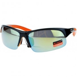 Wrap Xloop Mens Sunglasses Half Rim Sports Wrap Around Frame UV 400 - Orange - CZ125KAB5GD $11.94