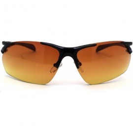 Rimless Mens HD Amber Lens Rimless Sport Warp Sunglasses - Black - CF195TN58Z3 $11.83