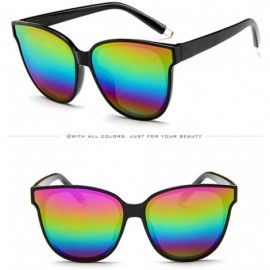 Oversized Women Designer Oversized Flat Top Cat Eye Mirrored Sunglasses - E - CF18H8C4LN6 $7.67