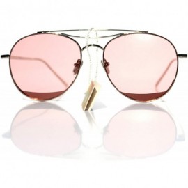 Round SIMPLE Round Double Bridge Style Sunglasses for Woman - Pink - CS18ZTTXSZZ $12.12