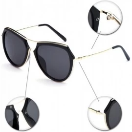 Aviator Classic Cat Eye Polaroid Lens Sunglasses Acetate Frame with Spring Hinges for women - E-gold/Smoke - CM18G42A5LA $13.87