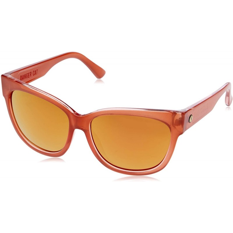 Round Women's Danger Cat Cateye Sunglasses - California Rose Ohm Champagne Chrome - CC17AZ3SAL3 $42.55