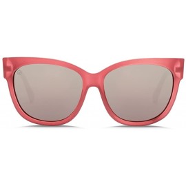 Round Women's Danger Cat Cateye Sunglasses - California Rose Ohm Champagne Chrome - CC17AZ3SAL3 $42.55