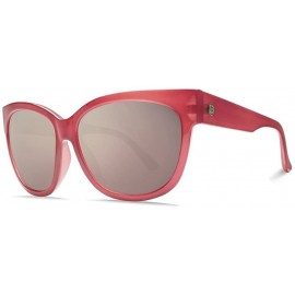 Round Women's Danger Cat Cateye Sunglasses - California Rose Ohm Champagne Chrome - CC17AZ3SAL3 $42.55