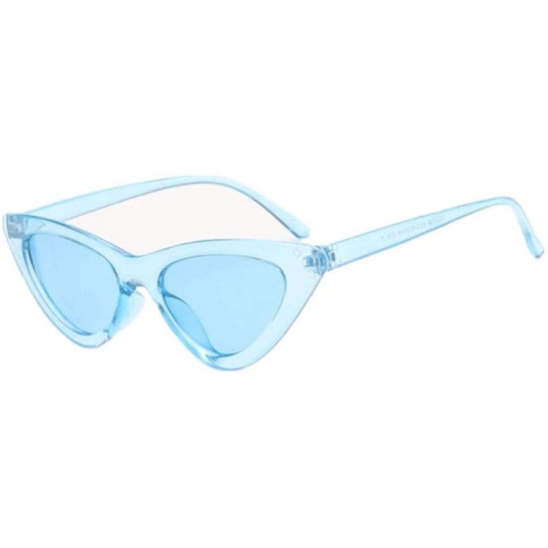 Cat Eye Women Retro Sun Glass Female Small Sun Glasses Cat Eye Sunglasses - Blue - CY18U34W49G $12.61