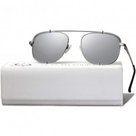 Aviator Small Square Polarized Sunglasses with Spring Hinges Mirrored Lens SUNRAYS SJ1103 - CR18MHMW203 $14.58