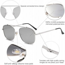 Aviator Small Square Polarized Sunglasses with Spring Hinges Mirrored Lens SUNRAYS SJ1103 - CR18MHMW203 $14.58