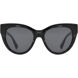 Oversized Womens Large Cat Eye Round Sunglasses Fashion UV Protection - Black Marble + Smoke - C91960QWAEG $12.99